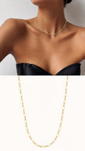 Gold Bar And Ring Link Chain Necklace - CW1NKL002 | Wholesale Stainless Steel Jewelry Catwalk Jewellery Europe