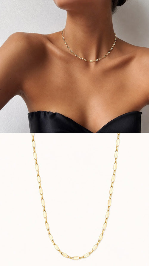 Gold Bar And Ring Link Chain Necklace - CW1NKL002 | Wholesale Stainless Steel Jewelry Catwalk Jewellery Europe