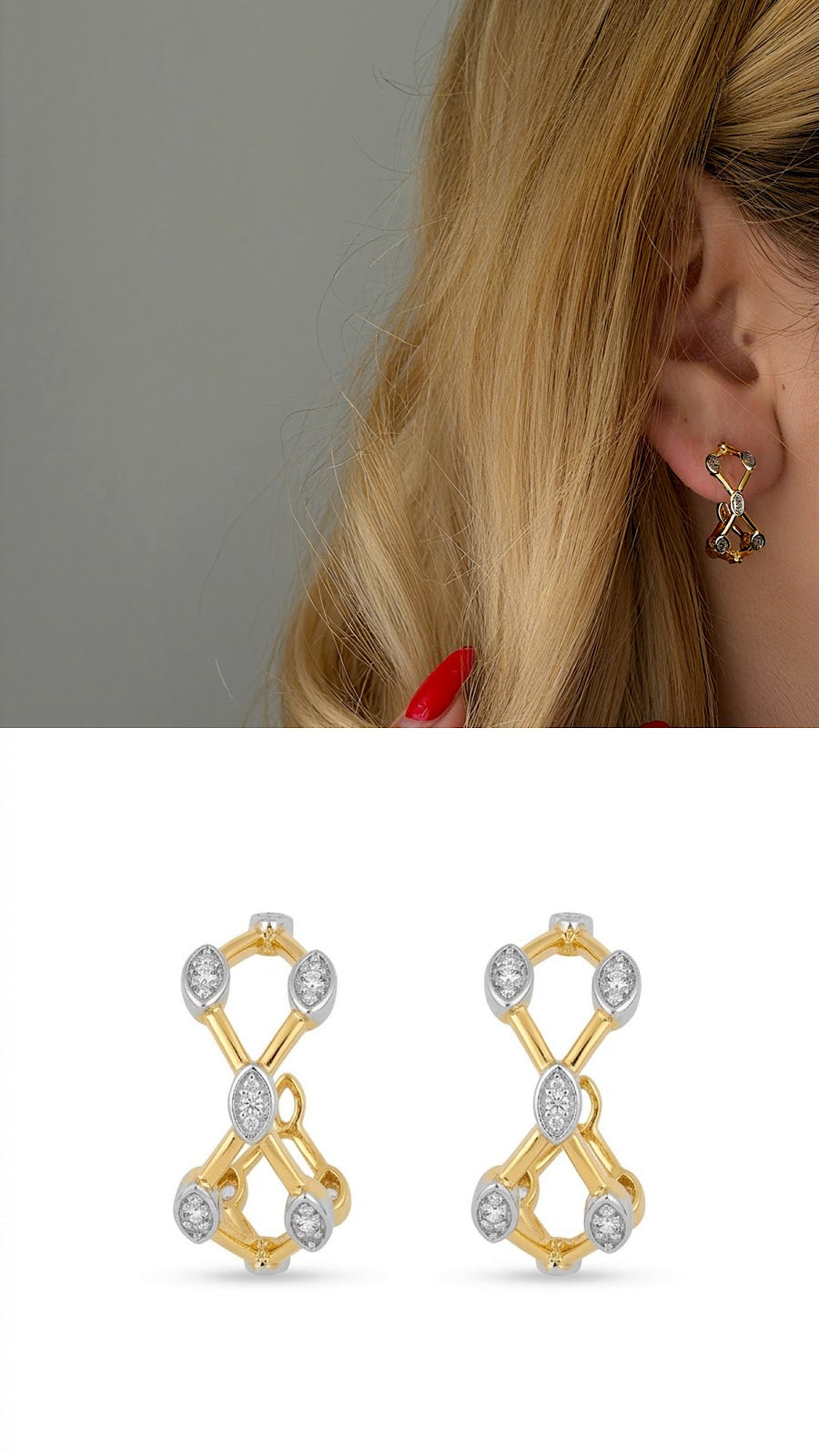 Gold CZ Pave Evil Eye Fringe Ray Drop Earrings - CW1VPEARNG0090 | Wholesale Stainless Steel Jewelry Catwalk Jewellery Europe
