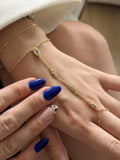 Gold Bezel Marquise CZ Station Hand Chain - CW1HANDCHAIN0075 | Wholesale Stainless Steel Jewelry Catwalk Jewellery Europe