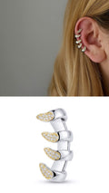 Silver CZ Pave Four Tier Leaf Claw Ear Cuff - CW1EARCUFF0026 | Wholesale Stainless Steel Jewelry Catwalk Jewellery Europe