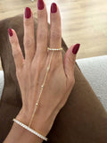 18K Gold Plated Stainless Steel Pave CZ Tennis Cuff Hand Chain Ring - CW1CUFFHANDCHAIN001 | Wholesale Stainless Steel Jewelry Catwalk Jewellery Europe