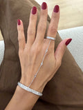 Silver Plated Stainless Steel Pave CZ Screw Motif Cuff Hand Chain Ring - CW1CUFFHANDCHAIN0011 | Wholesale Stainless Steel Jewelry Catwalk Jewellery Europe