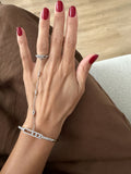 Silver Plated Stainless Steel Pave CZ Move Paperclip Cuff Hand Chain Ring - CW1CUFFHANDCHAIN0015 | Wholesale Stainless Steel Jewelry Catwalk Jewellery Europe