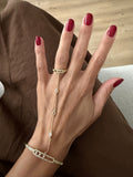 18K Gold Plated Stainless Steel Pave CZ Move Paperclip Cuff Hand Chain Ring - CW1CUFFHANDCHAIN0017 | Wholesale Stainless Steel Jewelry Catwalk Jewellery Europe
