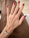 Silver Plated Stainless Steel Pear CZ Bypass Cuff Hand Chain Ring - CW1CUFFHANDCHAIN004 | Wholesale Stainless Steel Jewelry Catwalk Jewellery Europe