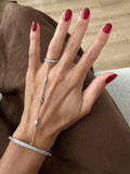 Silver Plated Stainless Steel Pave CZ Bar Cuff Hand Chain Ring - CW1CUFFHANDCHAIN005 | Wholesale Stainless Steel Jewelry Catwalk Jewellery Europe
