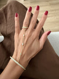 18K Gold Plated Stainless Steel Pave CZ Bar Cuff Hand Chain Ring - CW1CUFFHANDCHAIN006 | Wholesale Stainless Steel Jewelry Catwalk Jewellery Europe