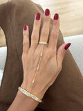 18K Gold Plated Stainless Steel Baguette CZ Screw Motif Cuff Hand Chain Ring - CW1CUFFHANDCHAIN009 | Wholesale Stainless Steel Jewelry Catwalk Jewellery Europe