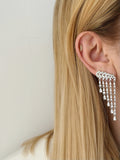 Silver CZ Pave Waterfall Fringe Dangle Statement Earrings - CW1STEAR0029 | Wholesale Stainless Steel Jewelry Catwalk Jewellery Europe