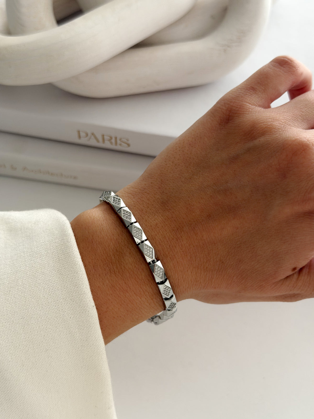 CW1VPBRCLT00136-silver-cz-pave-alternating-rhombus-link-bracelet-catwalkjewellery wholesale jewelry BRACELETS  Catwalk Jewellery Europe