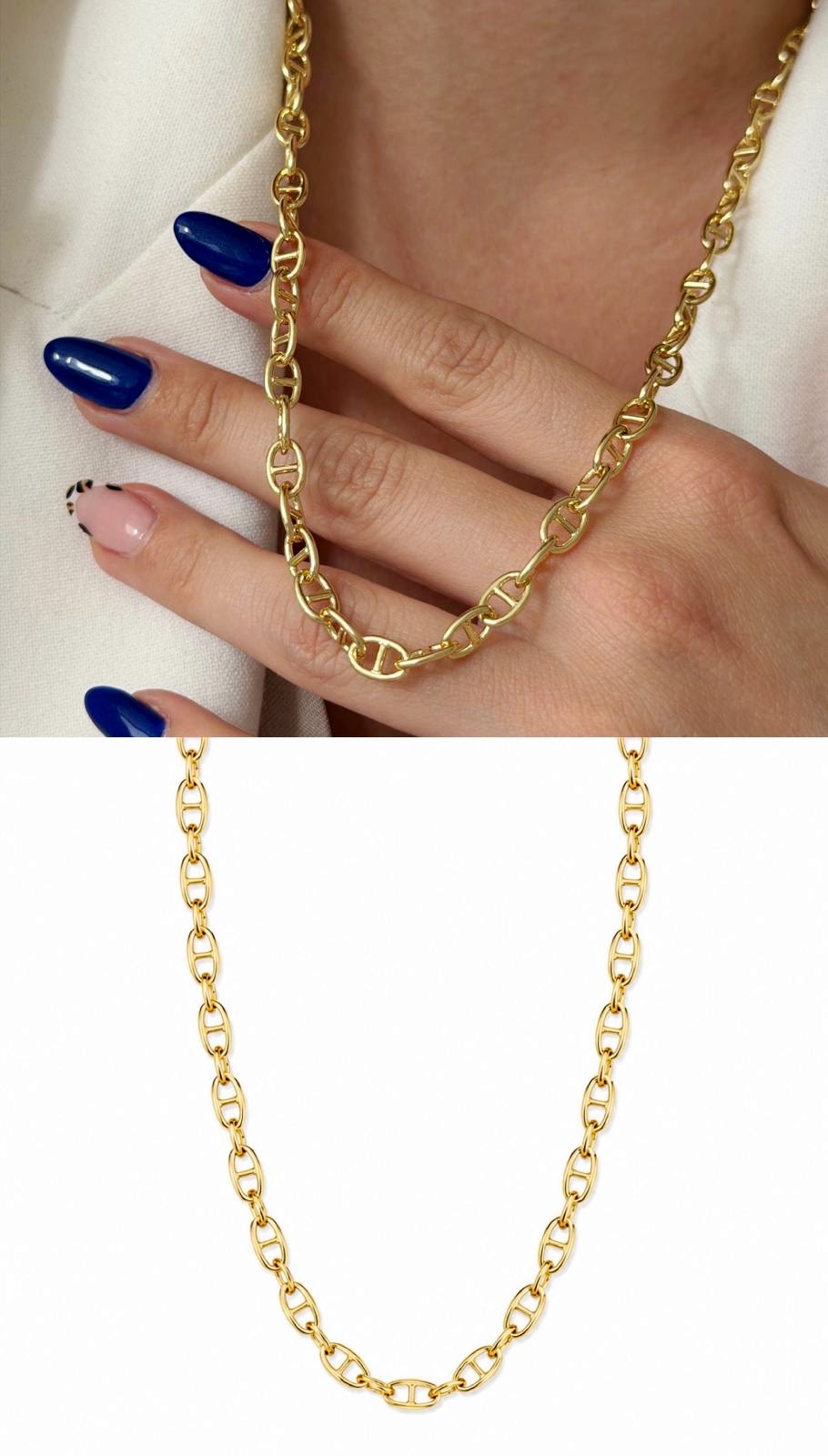 Gold Mariner Anchor Link Chain Necklace - CW1NKL0080 | Wholesale Stainless Steel Jewelry Catwalk Jewellery Europe