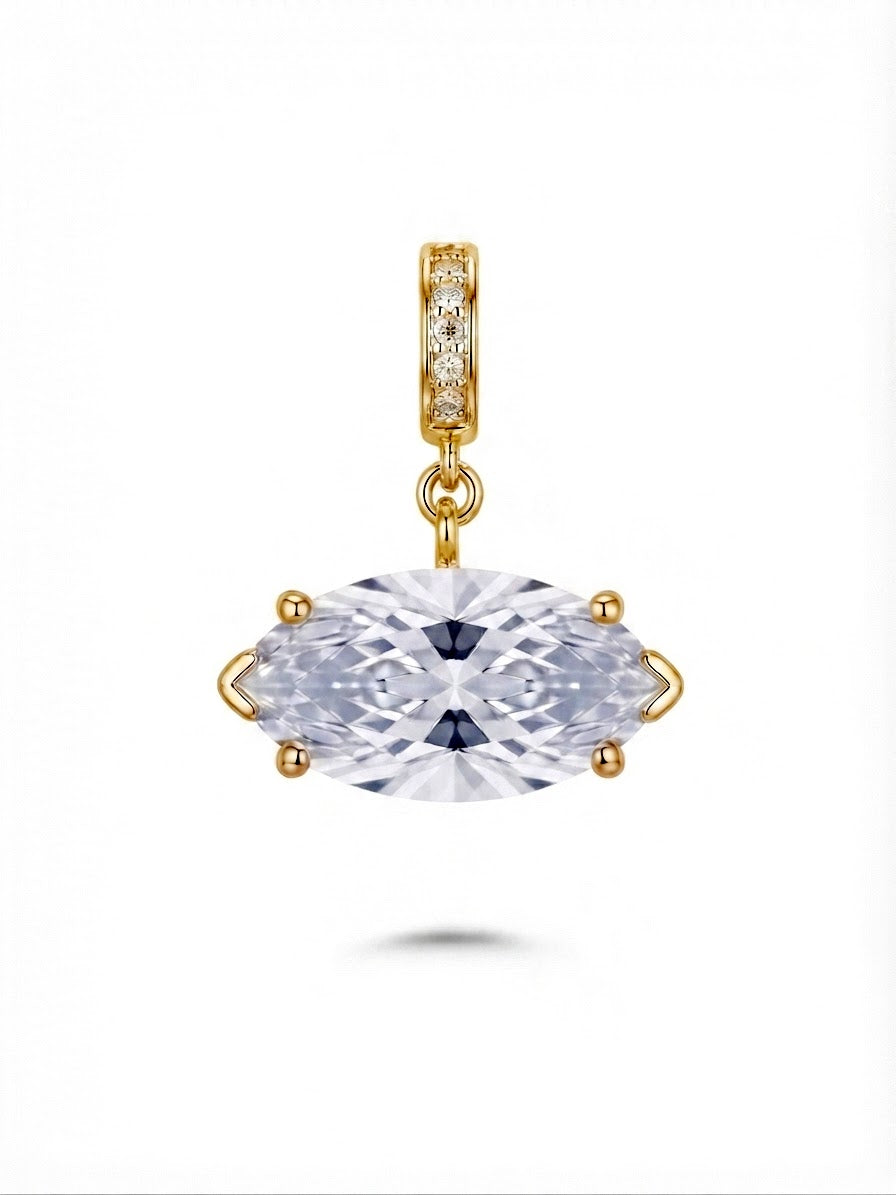 Gold Marquise Cut CZ Solitaire Pendant Charm - CW1PENDANT003 | Wholesale Stainless Steel Jewelry Catwalk Jewellery Europe
