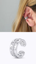 Silver CZ Pave Cutout Band Ear Cuff Alternate Angle - CW1EARCUFF0072 | Wholesale Stainless Steel Jewelry Catwalk Jewellery Europe