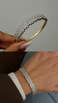 Gold Marquise CZ Pave Burst Hinged Cuff Bangle - CW1CUFF0055 | Wholesale Stainless Steel Jewelry Catwalk Jewellery Europe