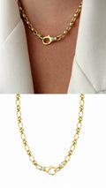 Gold CZ Baguette White Enamel Front Clasp Beaded Station Necklace - CW1NKL00121 | Wholesale Stainless Steel Jewelry Catwalk Jewellery Europe
