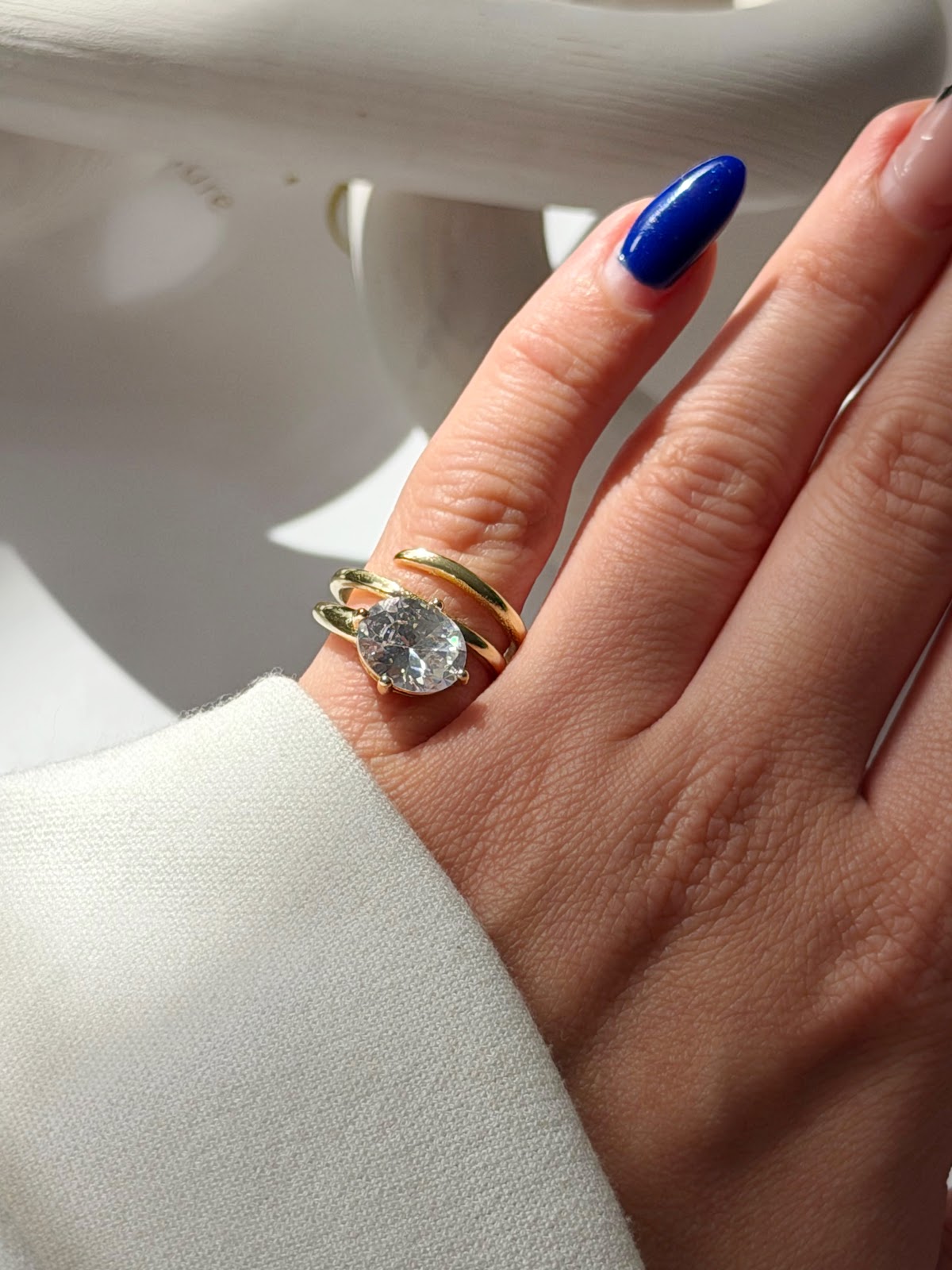 Gold Layered Oval CZ Statement Ring wholesale jewelry RINGS Catwalk Jewellery Europe
