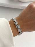 Silver CZ Pave Smiley Face Motif Link Bracelet - CW1VPBRCLT00171 | Wholesale Stainless Steel Jewelry Catwalk Jewellery Europe