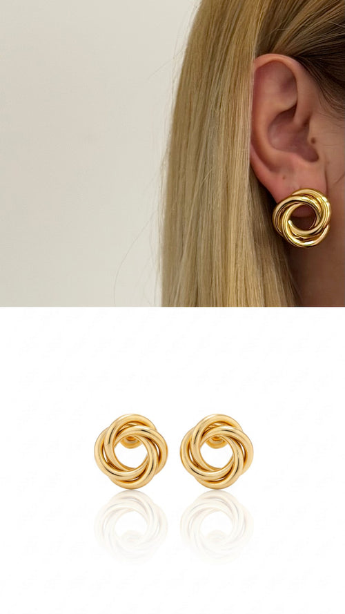 2 Gold Smooth Love Knot Stud Earrings wholesale jewelry VIP 14K EARRINGS Catwalk Jewellery Europe