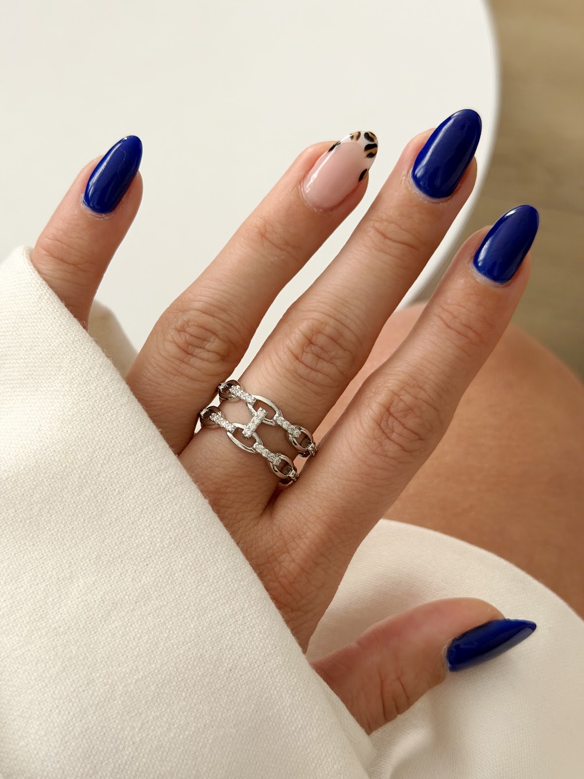 Silver CZ Pave Paperclip Chain Double Band Ring - CW1RING00164 | Wholesale Stainless Steel Jewelry Catwalk Jewellery Europe