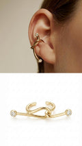 18K Gold Plated Stainless Steel Knot CZ Bezel Statement Ear Cuff Wholesale - CW1EARCUFF00170 | Wholesale Stainless Steel Jewelry Catwalk Jewellery Europe