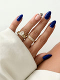 Gold Oval CZ Solitaire And Baguette Eternity Band Set wholesale jewelry RINGS Catwalk Jewellery Europe