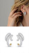 Silver Color 18K Gold Plated Stainless Steel Pave CZ Twisted Double Hoop Earrings Wholesale - CW1VPEARNG00346 | Wholesale Stainless Steel Jewelry Catwalk Jewellery Europe
