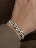 Silver CZ Pave Brick Watch Band Link Bracelet - CW1VPBRCLT00241 | Wholesale Stainless Steel Jewelry Catwalk Jewellery Europe