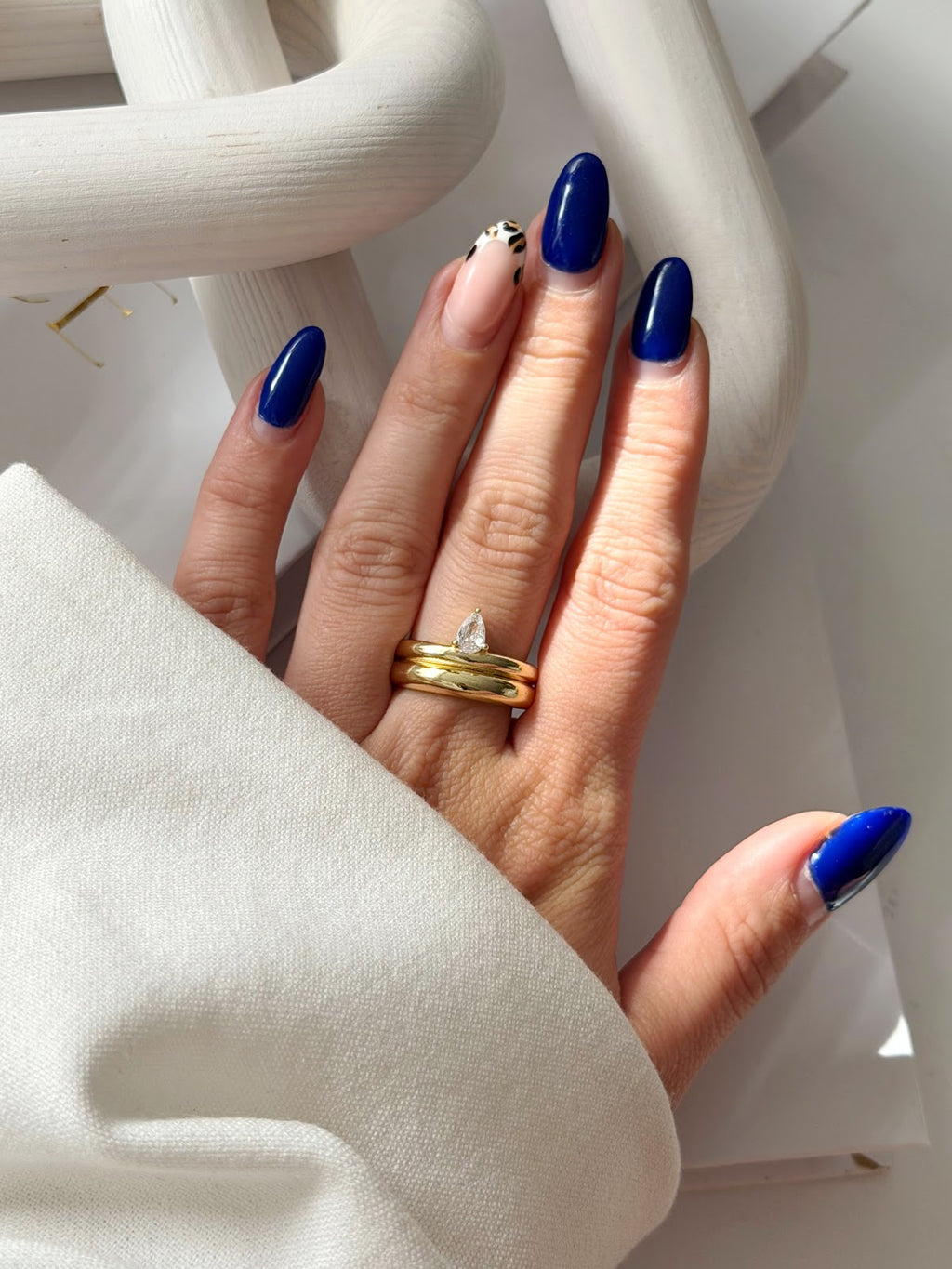 Gold Pear Cut CZ Double Band Ring wholesale jewelry RINGS Catwalk Jewellery Europe