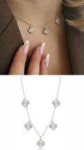 Silver Sunburst Clover Charm Choker Necklace - CW1NKL0045 | Wholesale Stainless Steel Jewelry Catwalk Jewellery Europe