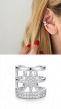 Silver CZ Pave North Star Triple Band Ear Cuff - CW1EARCUFF0063 | Wholesale Stainless Steel Jewelry Catwalk Jewellery Europe