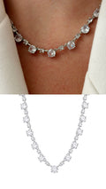 Silver CZ Solitaire Graduated Tennis Choker Necklace - CW1NKL00129 | Wholesale Stainless Steel Jewelry Catwalk Jewellery Europe