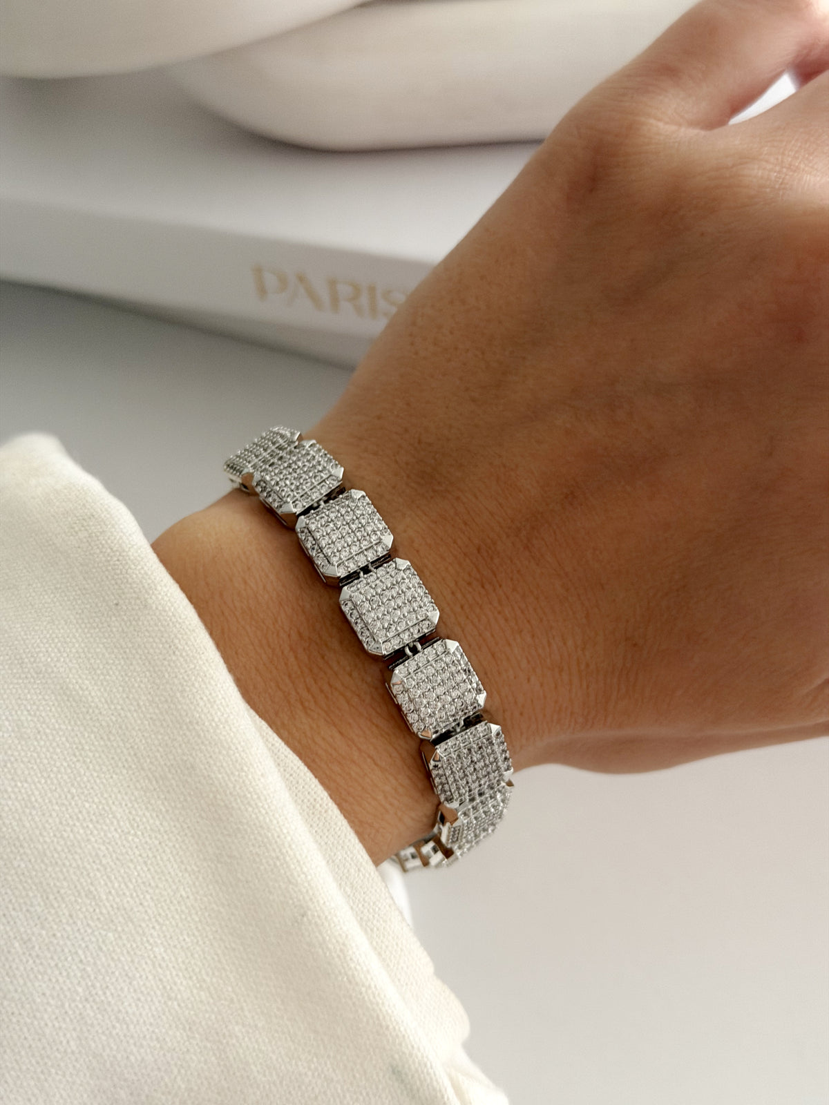 CW1VPBRCLT00252-silver-cz-pave-square-cushion-link-bracelet-catwalkjewellery wholesale jewelry BRACELETS  Catwalk Jewellery Europe