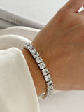 Silver Large Princess Cut CZ Tennis Bracelet - CW1VPBRCLT00256 | Wholesale Stainless Steel Jewelry Catwalk Jewellery Europe