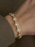 Gold CZ Pave Clover Motif Tennis Bracelet - CW1VPBRCLT00260 | Wholesale Stainless Steel Jewelry Catwalk Jewellery Europe