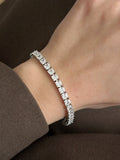 Silver Large Princess Cut CZ Tennis Bracelet - CW1VPBRCLT00265 | Wholesale Stainless Steel Jewelry Catwalk Jewellery Europe