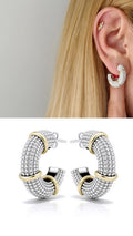 Silver Color 18K Gold Plated Stainless Steel Bearded Beaded Texture C Hoop Earrings Wholesale - CW1VPEARNG00338 | Wholesale Stainless Steel Jewelry Catwalk Jewellery Europe