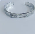 Silver CZ Pave Messika Style Moving Bezel Wide Open Cuff Bangle - CW1CUFF009 | Wholesale Stainless Steel Jewelry Catwalk Jewellery Europe