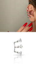 Silver CZ Pave T Bar Triple Band Ear Cuff - CW1EARCUFF0014 | Wholesale Stainless Steel Jewelry Catwalk Jewellery Europe