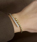 Gold Beaded Station CZ Pave Bypass Cuff Bangle - CW1CUFF0050 | Wholesale Stainless Steel Jewelry Catwalk Jewellery Europe
