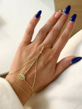 Gold CZ Pave Eyelash Evil Eye Starburst Hand Chain - CW1HANDCHAIN0038 | Wholesale Stainless Steel Jewelry Catwalk Jewellery Europe