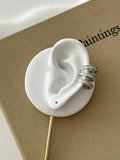 Silver Baguette CZ Triple Band Ear Cuff - CW1EARCUFF0021 | Wholesale Stainless Steel Jewelry Catwalk Jewellery Europe