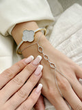 Silver Beaded Open Oval Links Hand Chain - CW1HANDCHAIN002 | Wholesale Stainless Steel Jewelry Catwalk Jewellery Europe