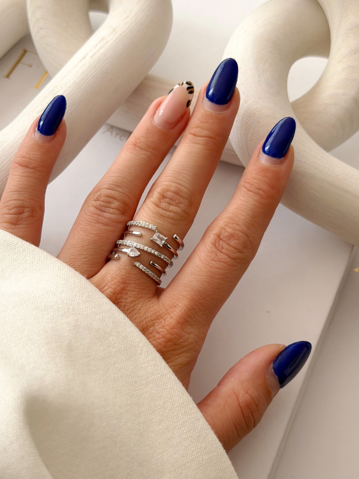 Silver Multi Layer Wrap Baguette And Pear CZ Open Ring - CW1RING00191 | Wholesale Stainless Steel Jewelry Catwalk Jewellery Europe