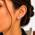Silver Pink CZ Halo Pear Cut Stud Earrings Set - CW1STEAR006 | Wholesale Stainless Steel Jewelry Catwalk Jewellery Europe