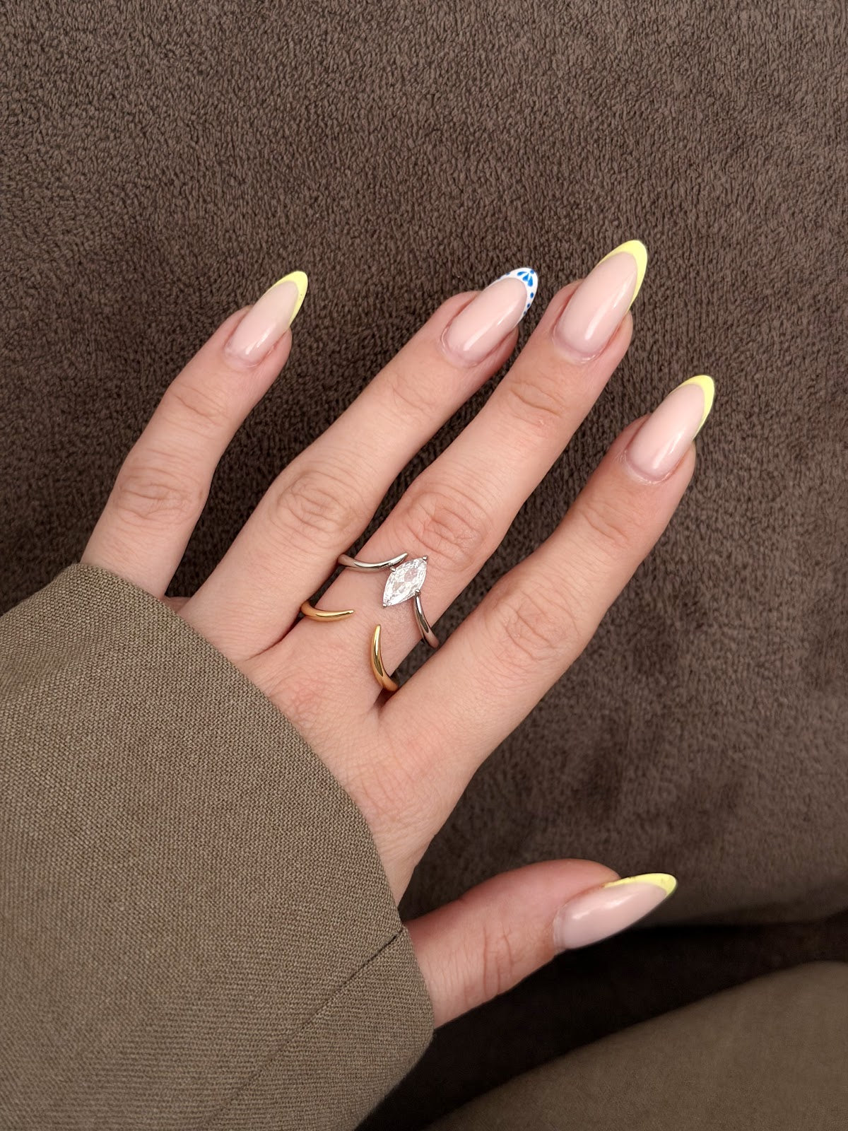 Two Tone Open Claw Marquise CZ Solitaire Ring - CW1RING00181 | Wholesale Stainless Steel Jewelry Catwalk Jewellery Europe