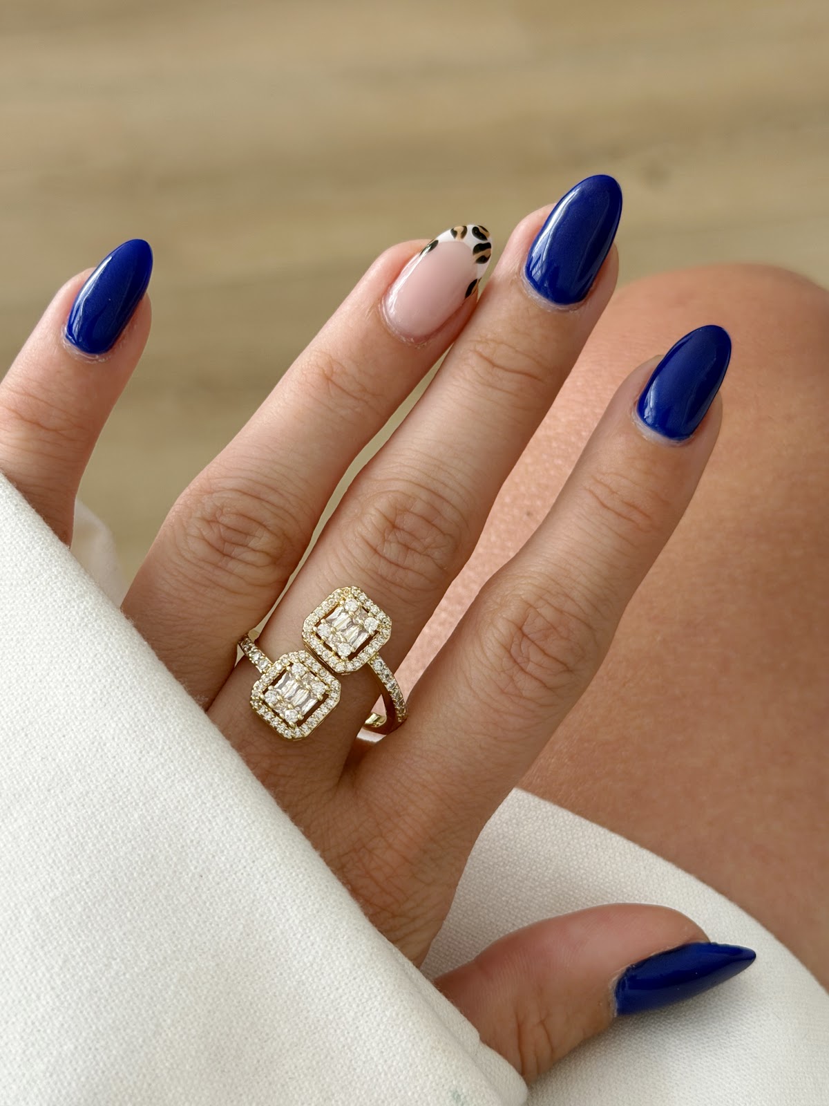 Gold CZ Pave Double Emerald Cut Bypass Open Ring - CW1RING00159 | Wholesale Stainless Steel Jewelry Catwalk Jewellery Europe