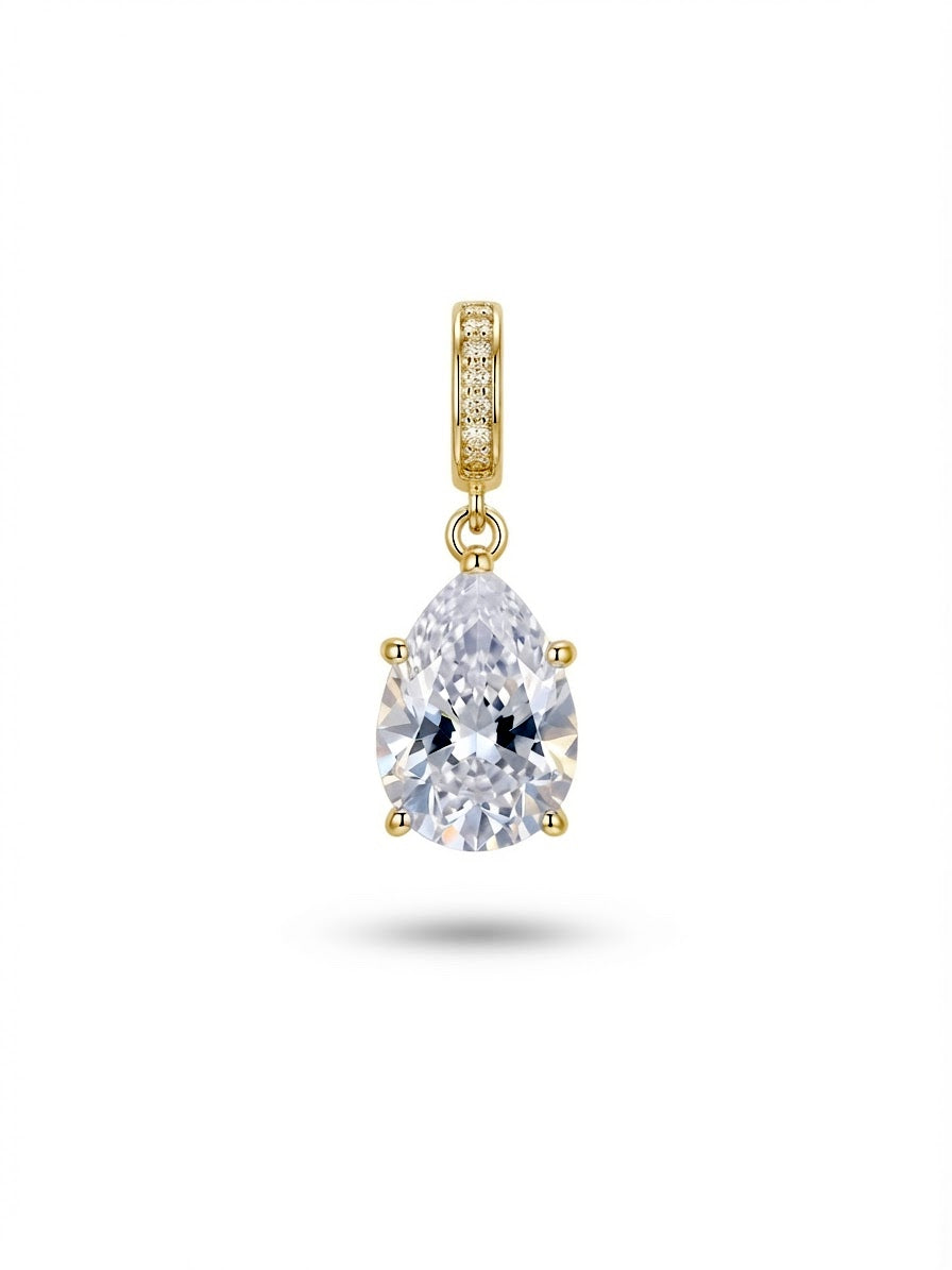 Gold Pear Cut CZ Solitaire Pendant Charm - CW1PENDANT005 | Wholesale Stainless Steel Jewelry Catwalk Jewellery Europe