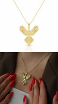 Gold Phoenix Bird Pendant Necklace - CW1NKL0024 | Wholesale Stainless Steel Jewelry Catwalk Jewellery Europe
