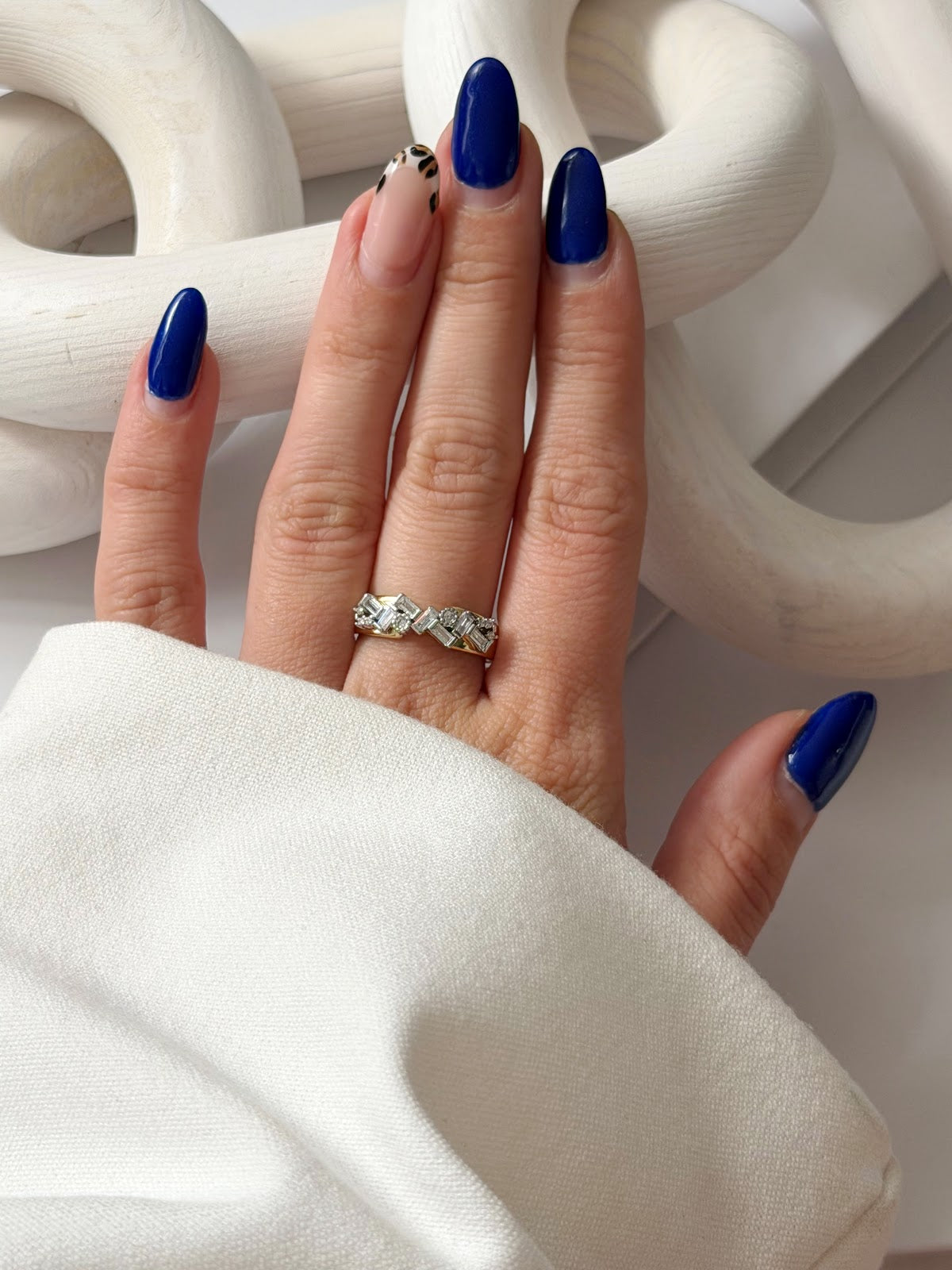 Gold Baguette And Round CZ Zigzag Band Ring - CW1RING00123 | Wholesale Stainless Steel Jewelry Catwalk Jewellery Europe